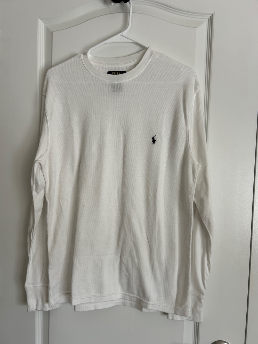 Polo by Ralph Lauren White Long-Sleeve Crewneck with Navy Pony